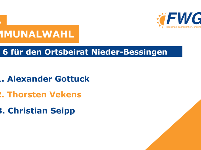Liste der FWG Lich für den Ortsbeirat Nieder-Bessingen für die Kommunalwahl 2026