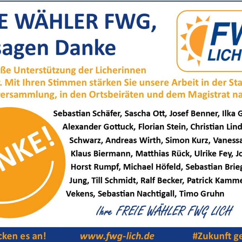 Danke für Ihr Vertrauen – Gemeinsam für Lich